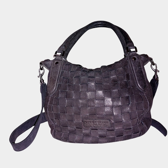 Liebeskind Handbags - Liebeskind Charcoal Weaved Leather Satchel Crossbody Bag